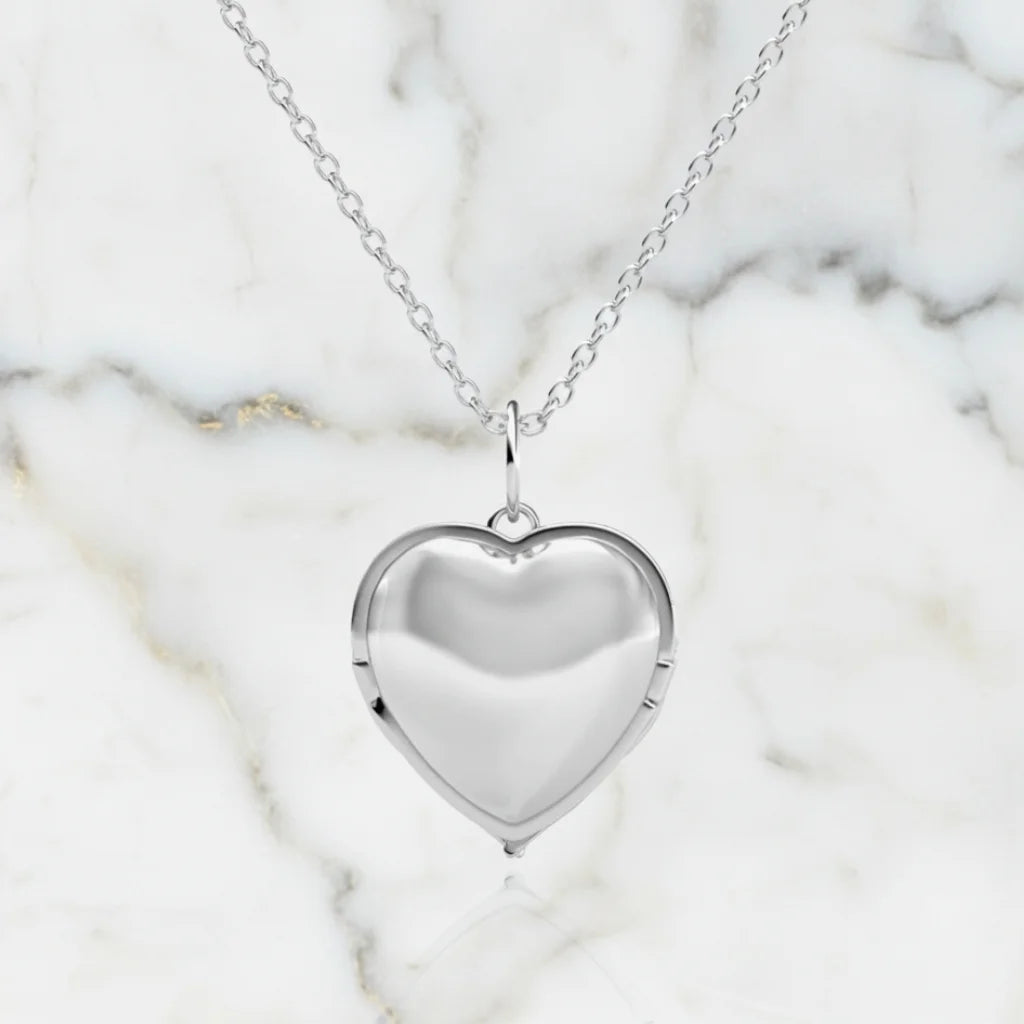 Personalized Angel Wings Photo Locket Necklace with Engraving in 925 Sterling Silver