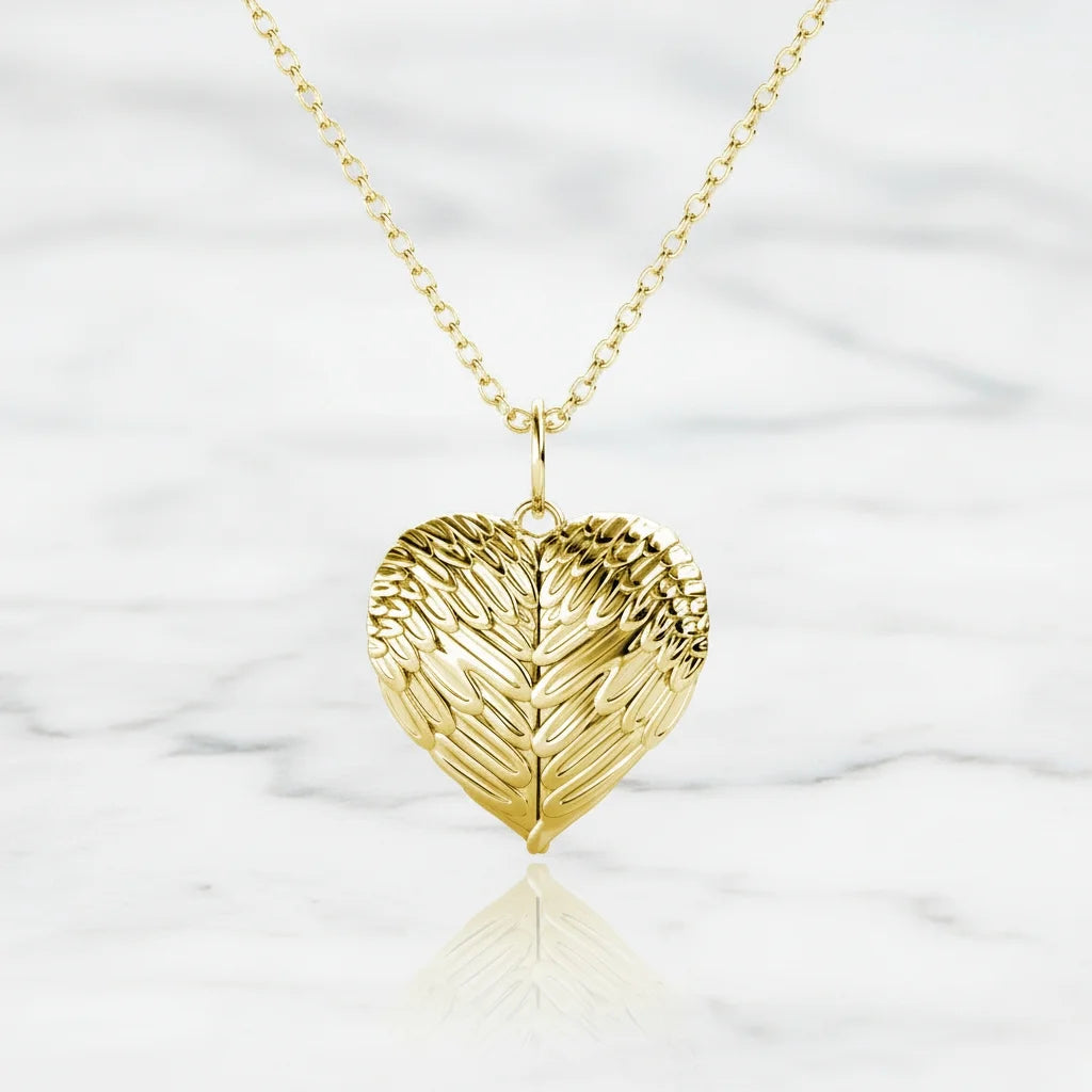 Personalized Angel Wings Photo Locket Necklace with Engraving in 925 Sterling Silver