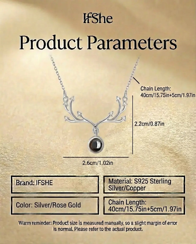 Personalized Deer Antler Photo Projection Necklace - Hidden Picture Pendant