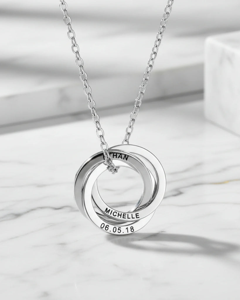 Personalized Engraved Russian Ring Necklace