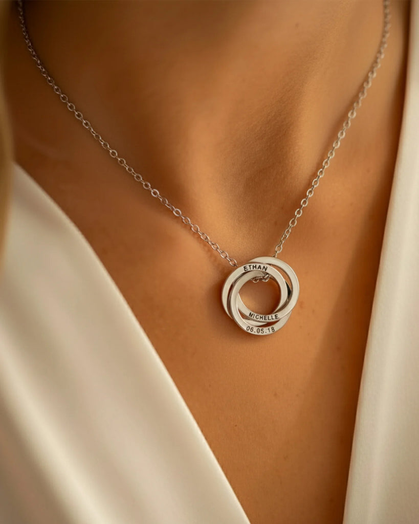 Personalized Engraved Russian Ring Necklace