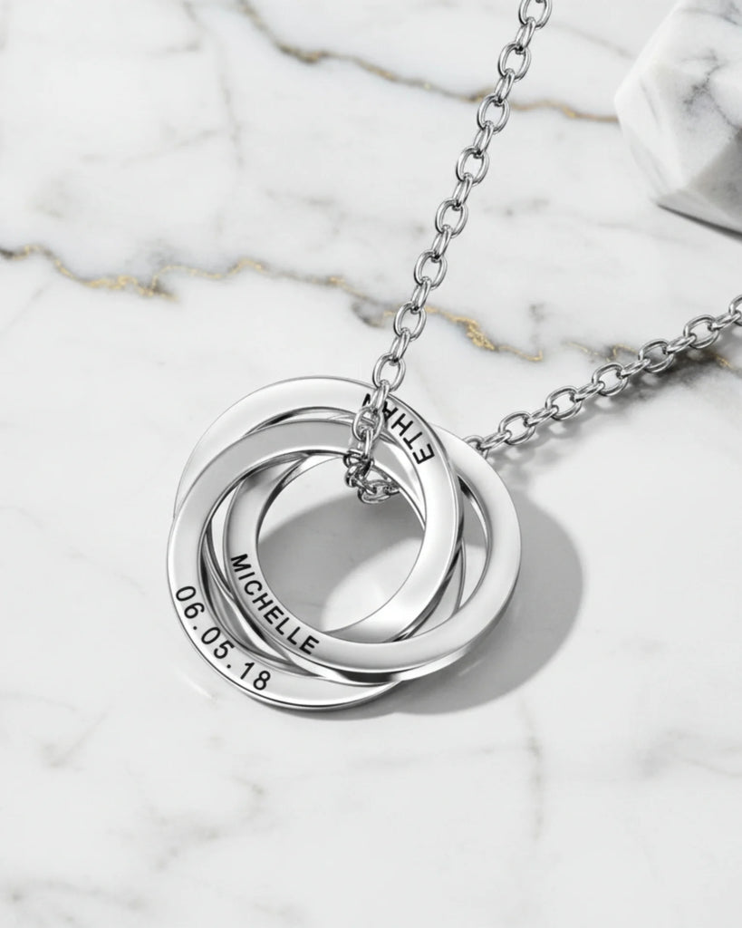 Personalized Engraved Russian Ring Necklace