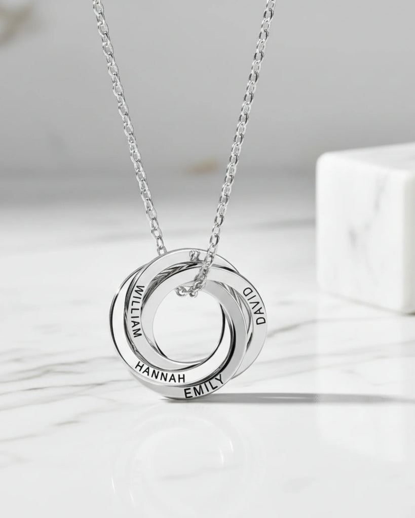 Personalized Engraved Russian Ring Necklace