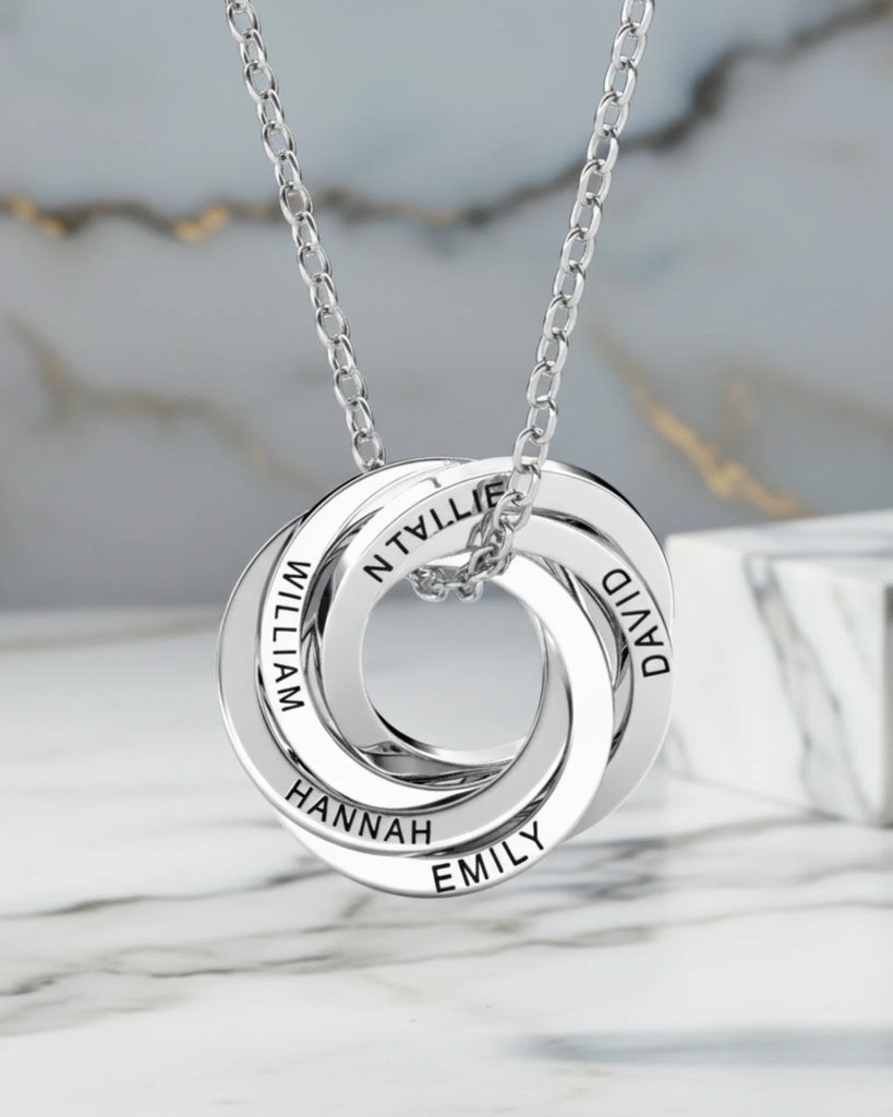 Personalized Engraved Russian Ring Necklace