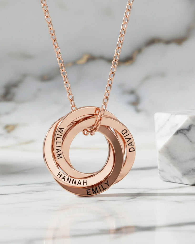 Personalized Engraved Russian Ring Necklace