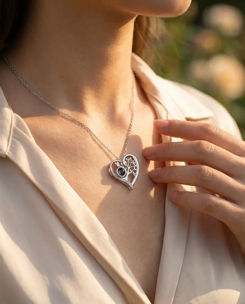 Personalized Family Tree Photo Projection Necklace - Secret Picture Pendant IfShe Jewelry