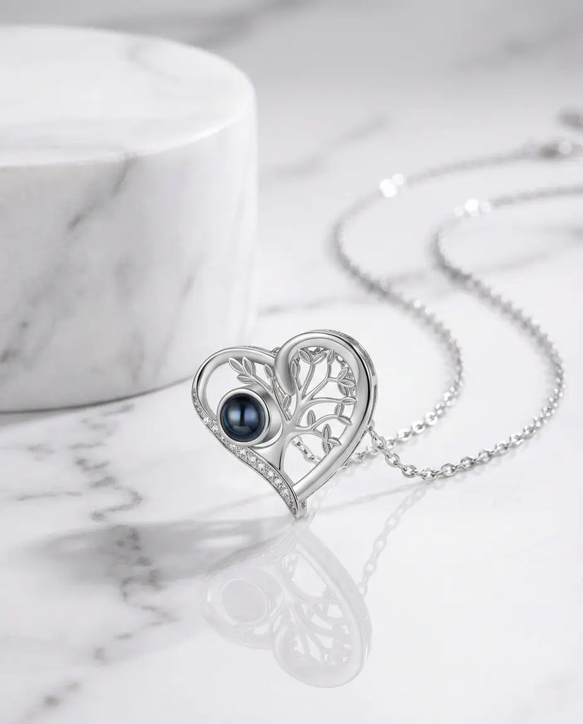 Personalized Family Tree Photo Projection Necklace - Secret Picture Pendant IfShe Jewelry