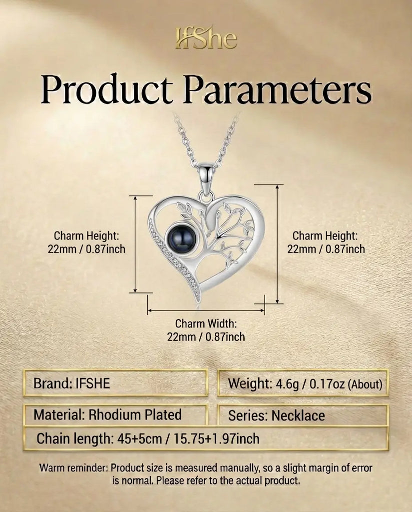 Personalized Family Tree Photo Projection Necklace - Secret Picture Pendant IfShe Jewelry