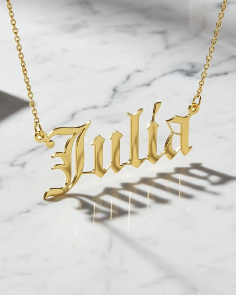 Personalized Gothic Name Necklace 925 Sterling Silver IfShe Jewelry