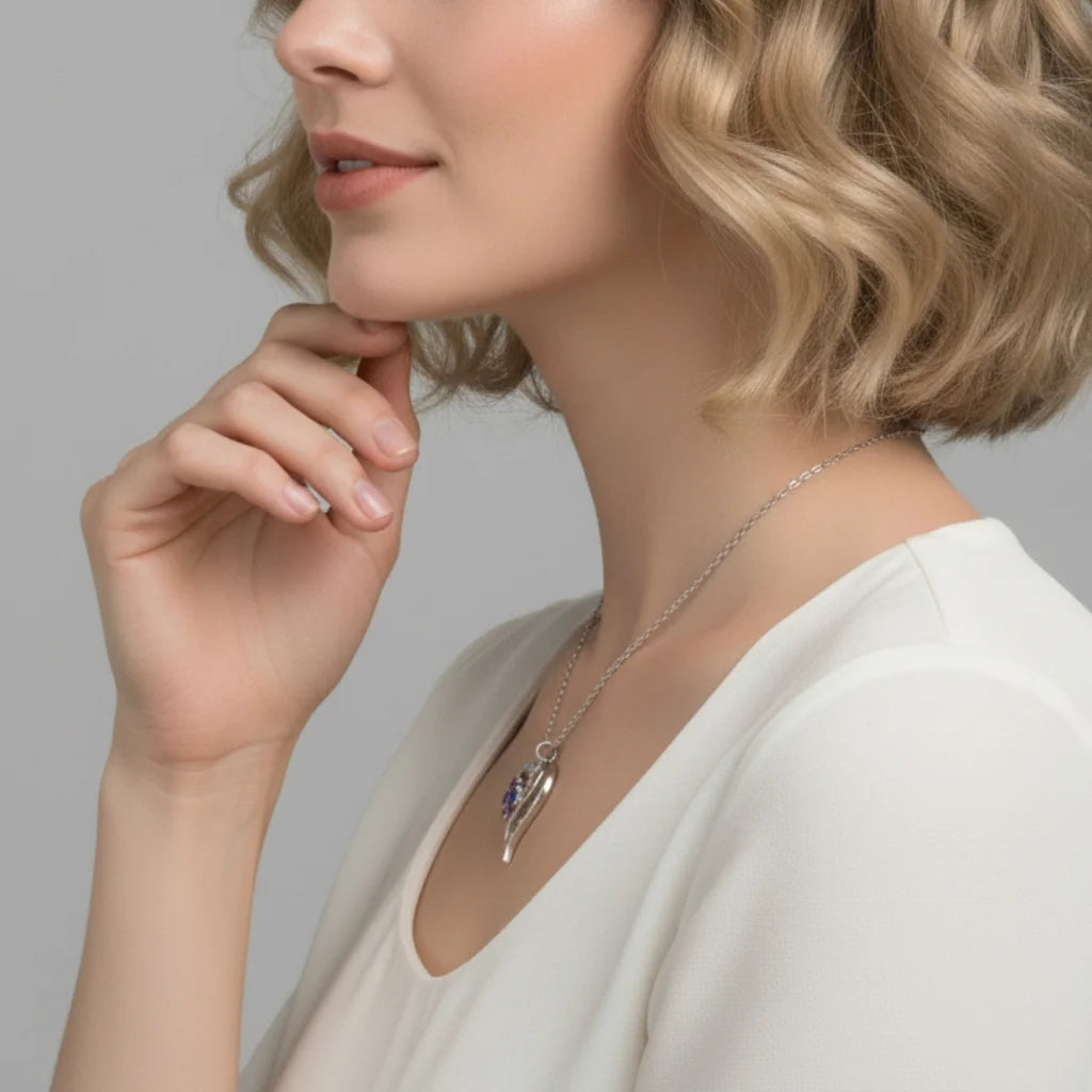 Personalized Heart Clover Necklace with Birthstones – Custom Engraved Names for Family or Mom