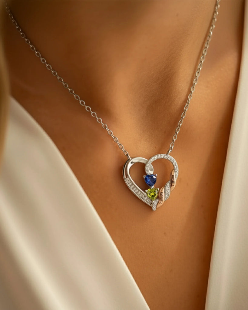 Personalized Heart Necklace for Mom