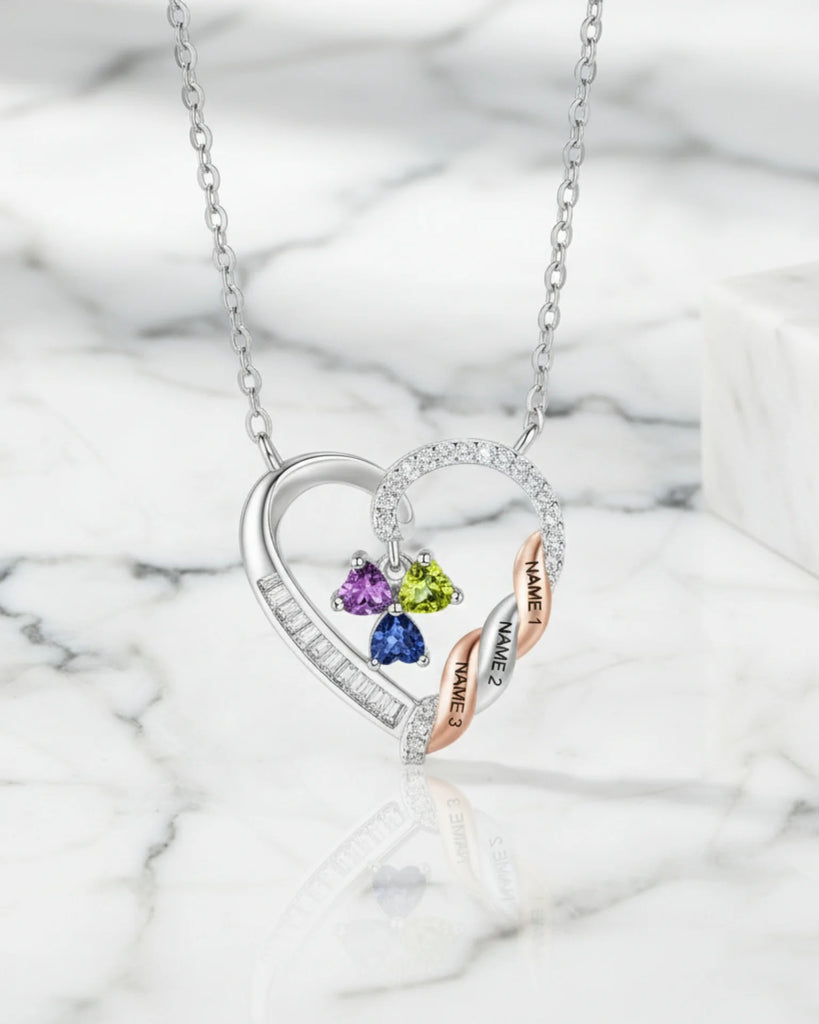 Personalized Heart Necklace for Mom