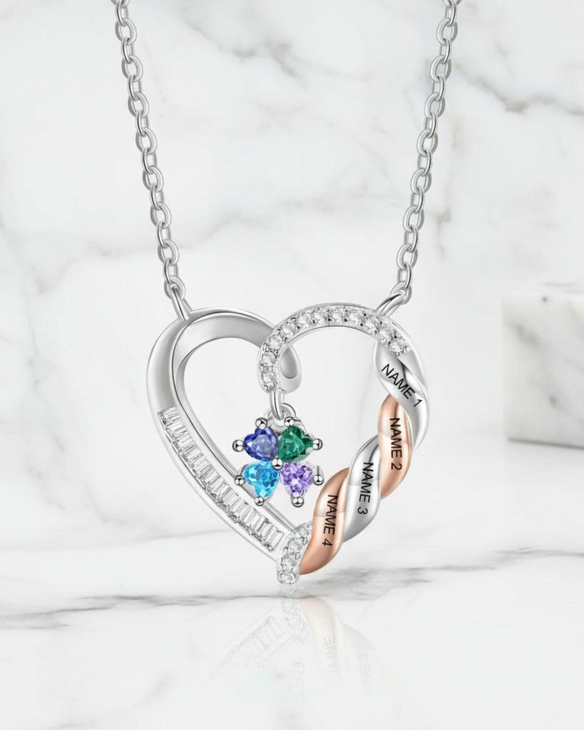 Personalized Heart Necklace for Mom