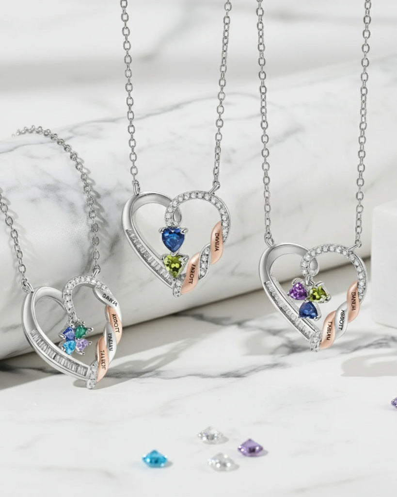 Personalized Heart Necklace for Mom