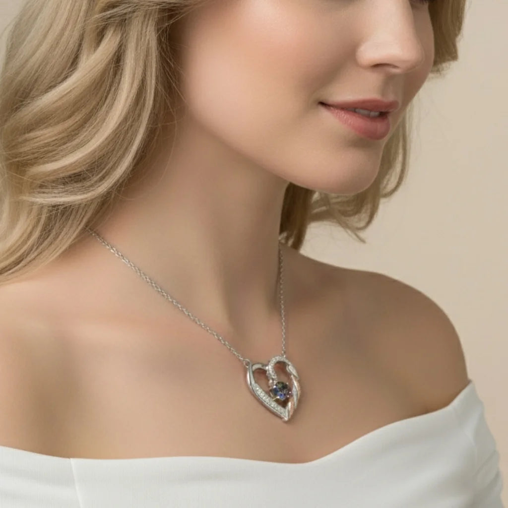 Personalized Heart Necklace for Mom: Birthstone & Engraved 2-4 Names