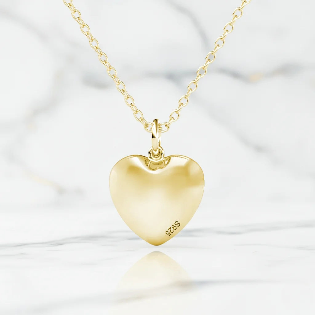 Personalized Heart Photo Locket Necklace - Engraved Sterling Silver in Gold, Rose Gold, or Silver