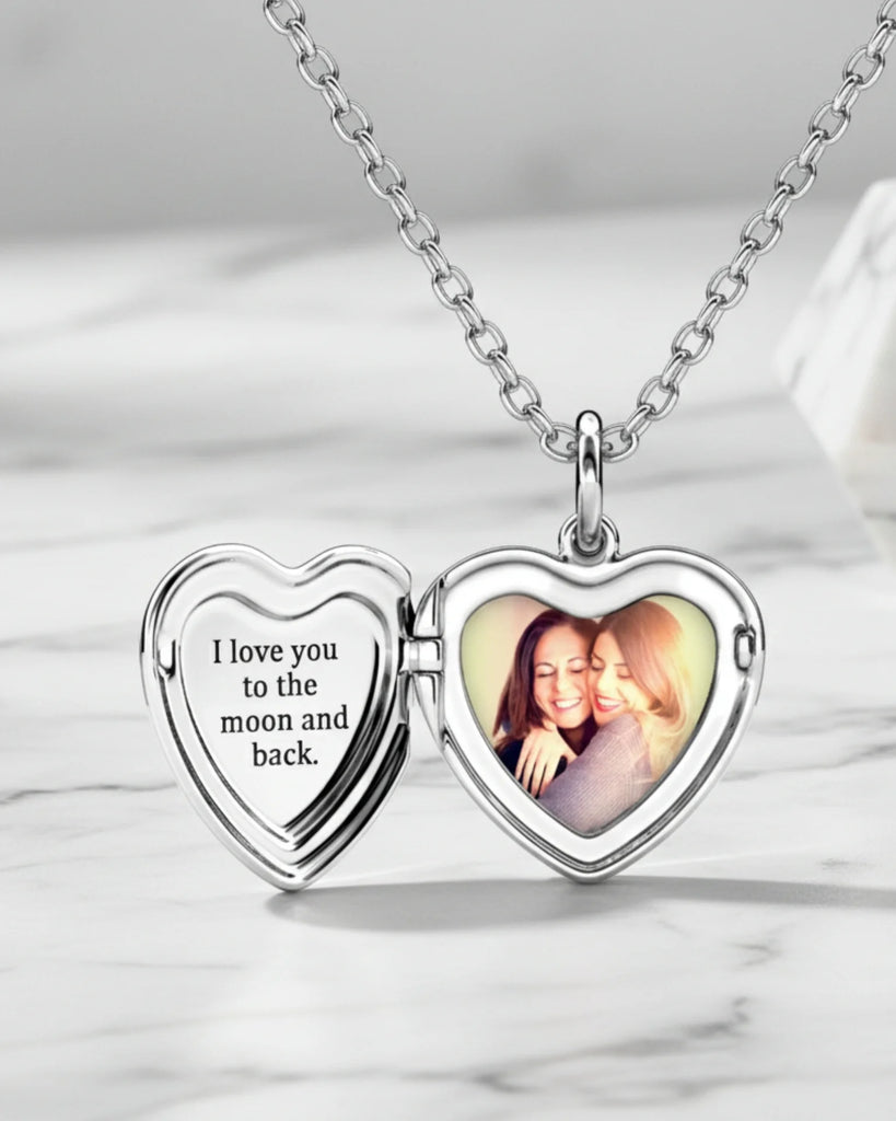 Personalized Heart Photo Locket Necklace with Picture Inside