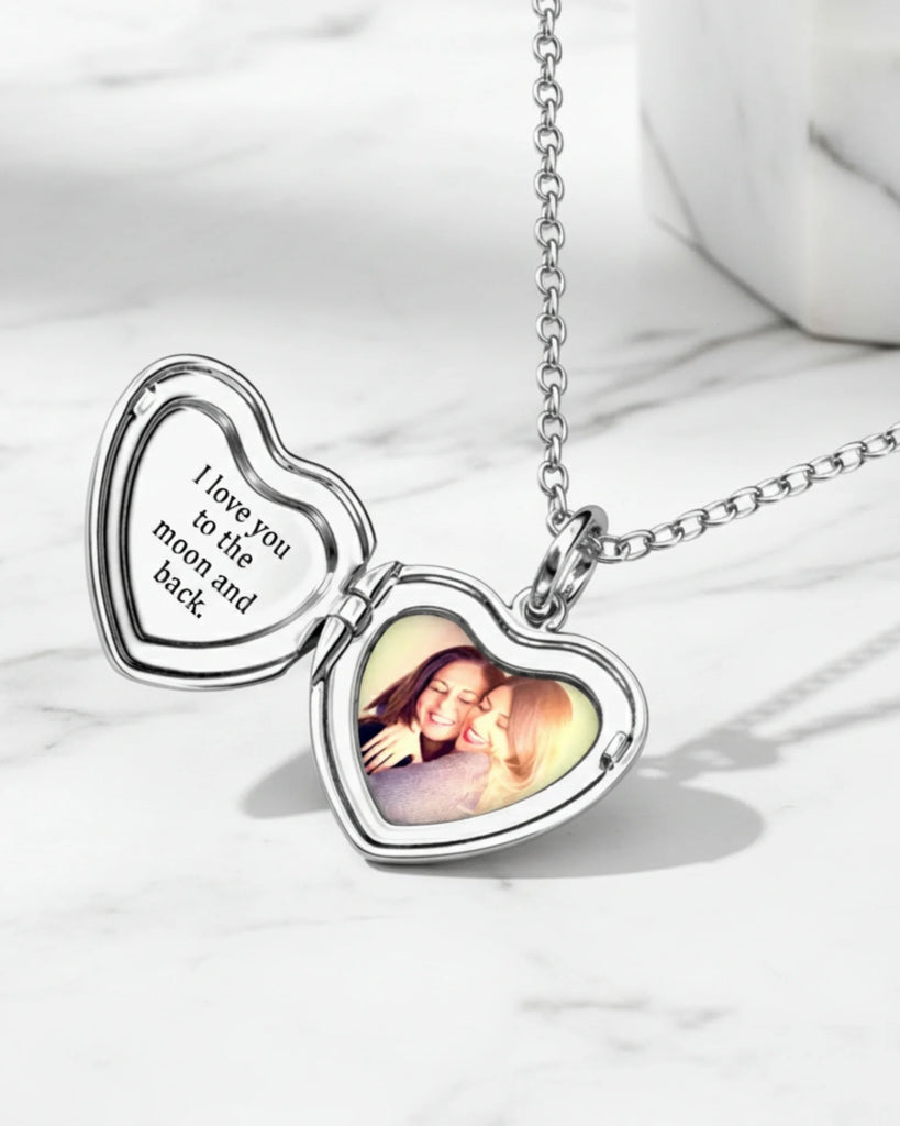 Personalized Heart Photo Locket Necklace with Picture Inside