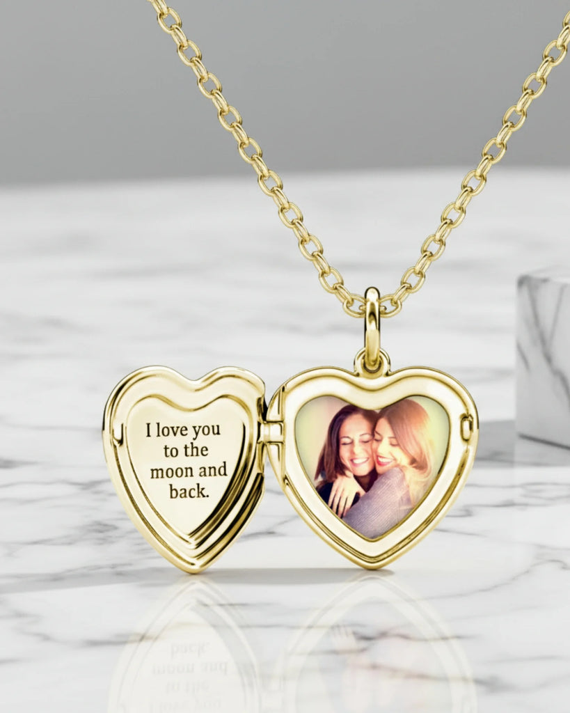 Personalized Heart Photo Locket Necklace with Picture Inside