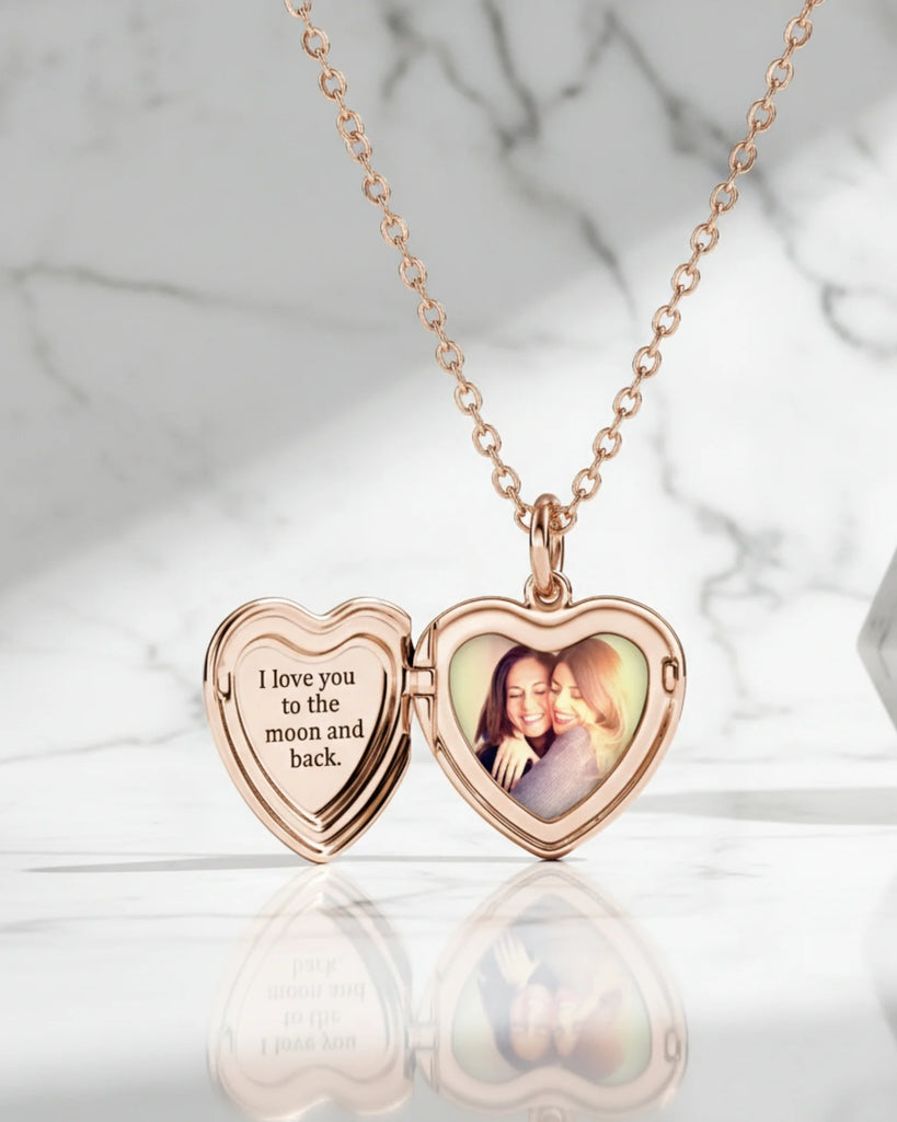 Personalized Heart Photo Locket Necklace with Picture Inside