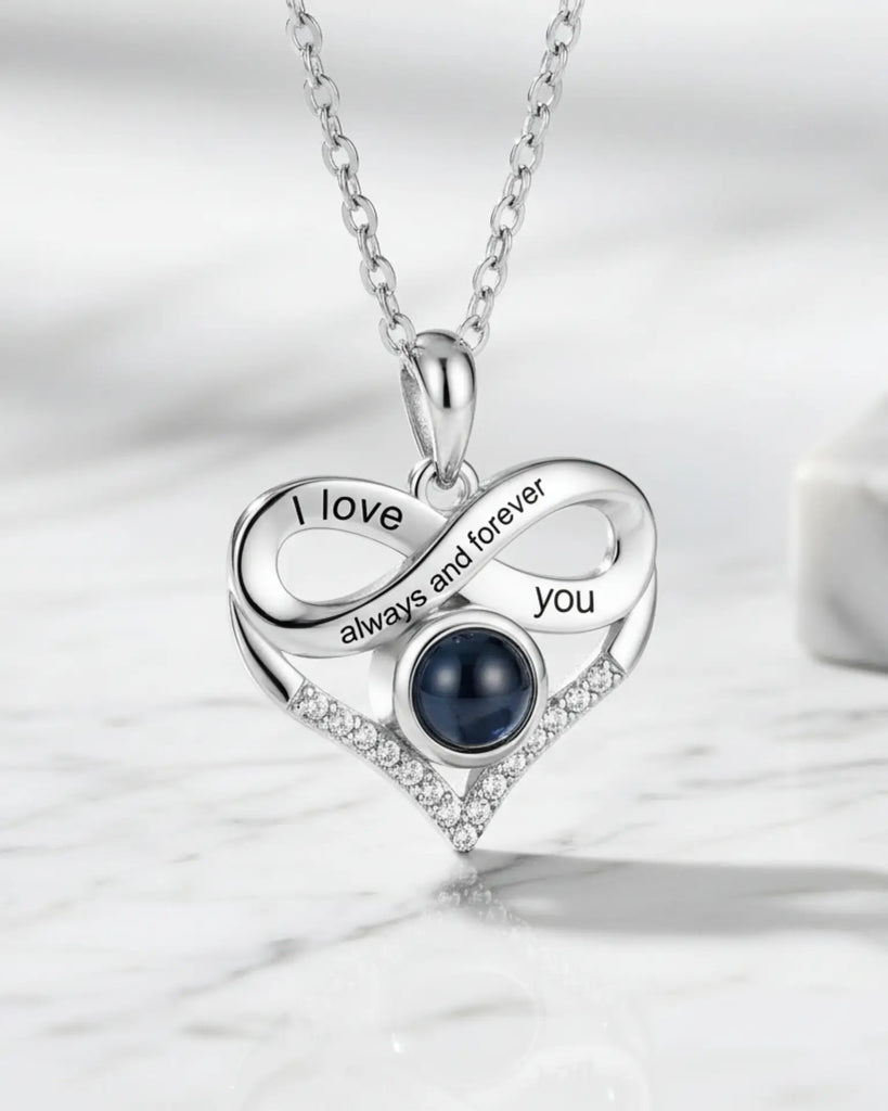Personalized Infinity Heart Photo Projection & Engraving Necklace IfShe Jewelry