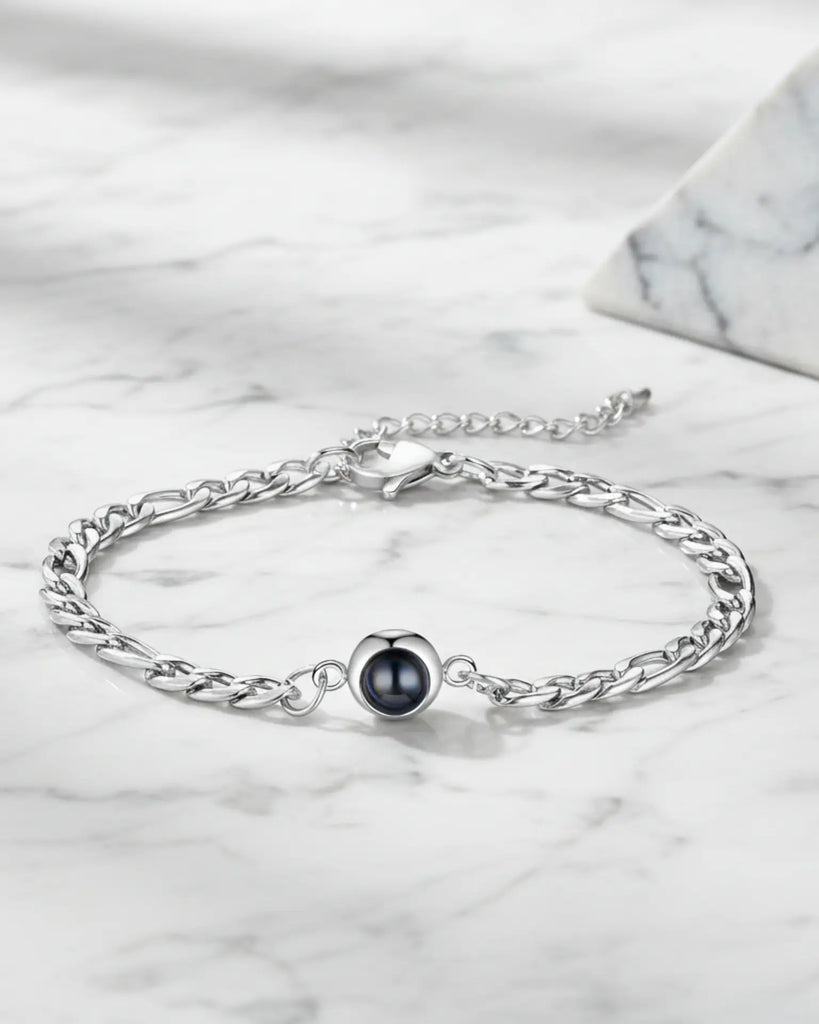 Personalized Men's Curb Chain Photo Projection Bracelet IfShe Jewelry