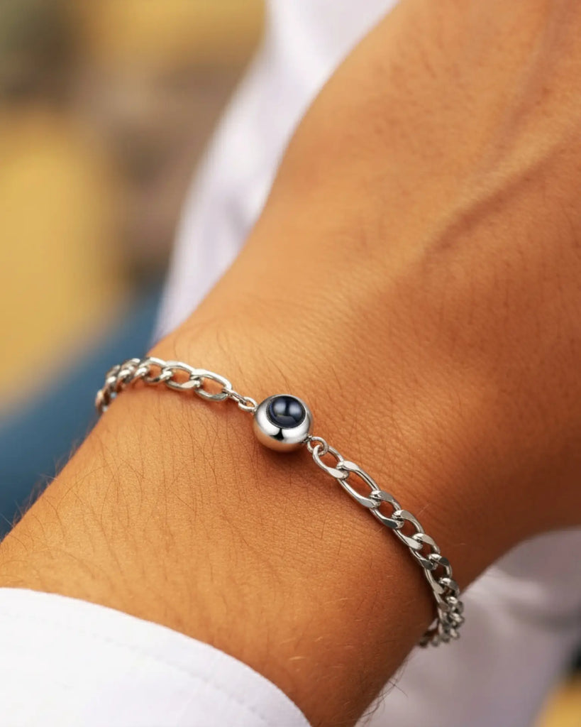 Personalized Men's Curb Chain Photo Projection Bracelet IfShe Jewelry