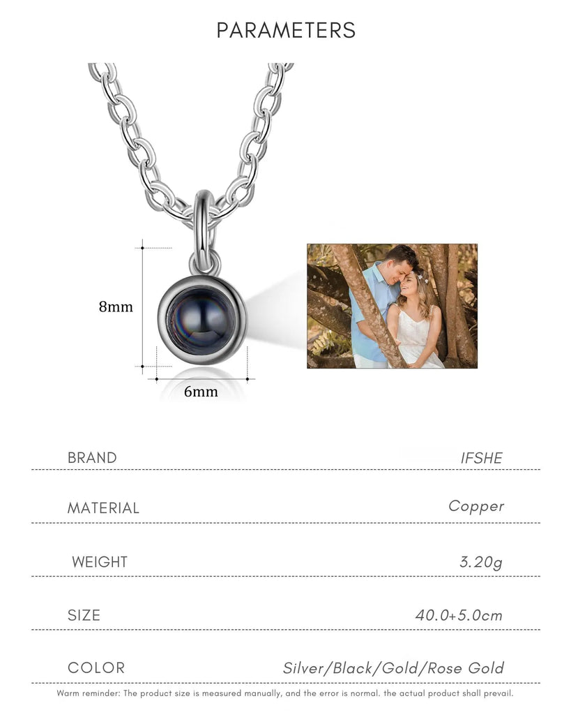 Personalized Minimalist Photo Projection Necklace IfShe Jewelry