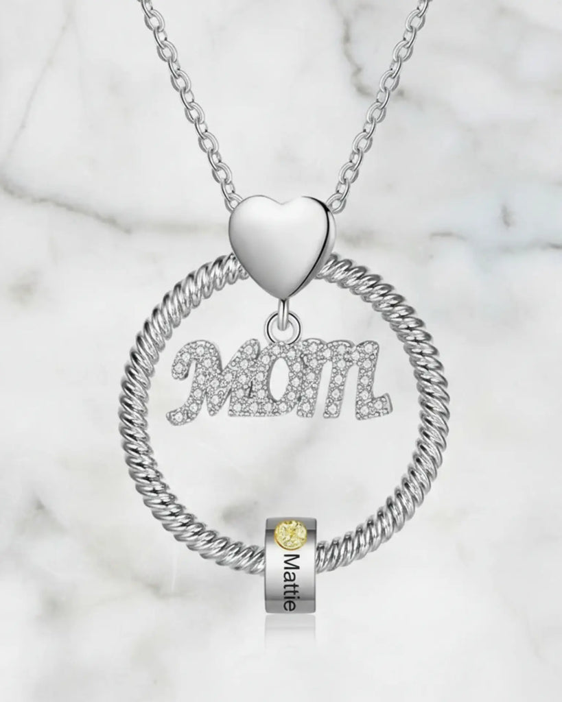 Personalized Mother's Love Name & Birthstone Bead Necklace IfShe Jewelry