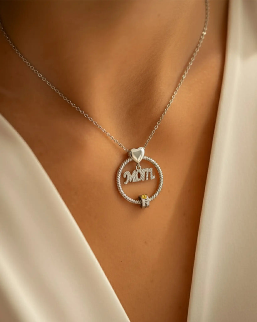 Personalized Mother's Love Name & Birthstone Bead Necklace IfShe Jewelry