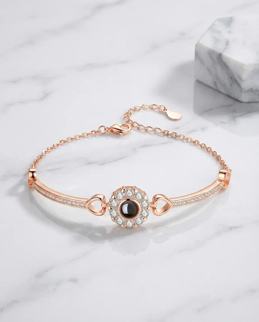 Personalized Photo Projection Bracelet - Adjustable Halo Charm IfShe Jewelry
