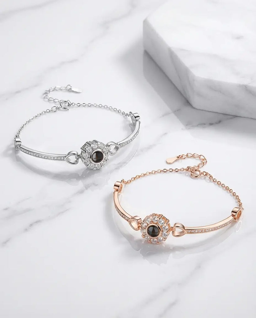 Personalized Photo Projection Bracelet - Adjustable Halo Charm IfShe Jewelry