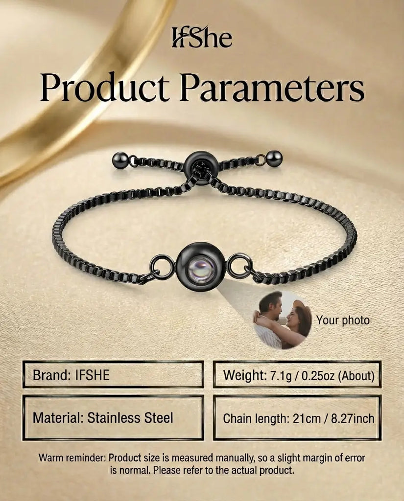 Personalized Photo Projection Bracelet - Custom Picture Inside Link Chain IfShe Jewelry