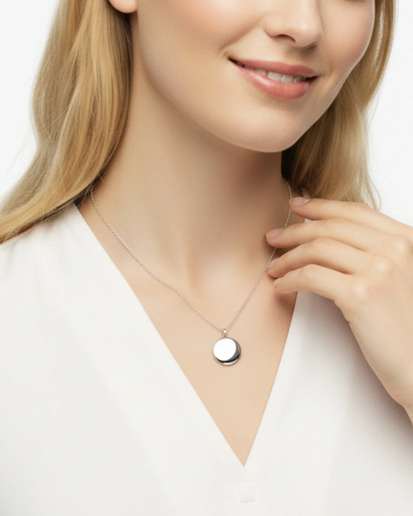 Personalized Sterling Silver Photo Locket Necklace with Custom Engraving