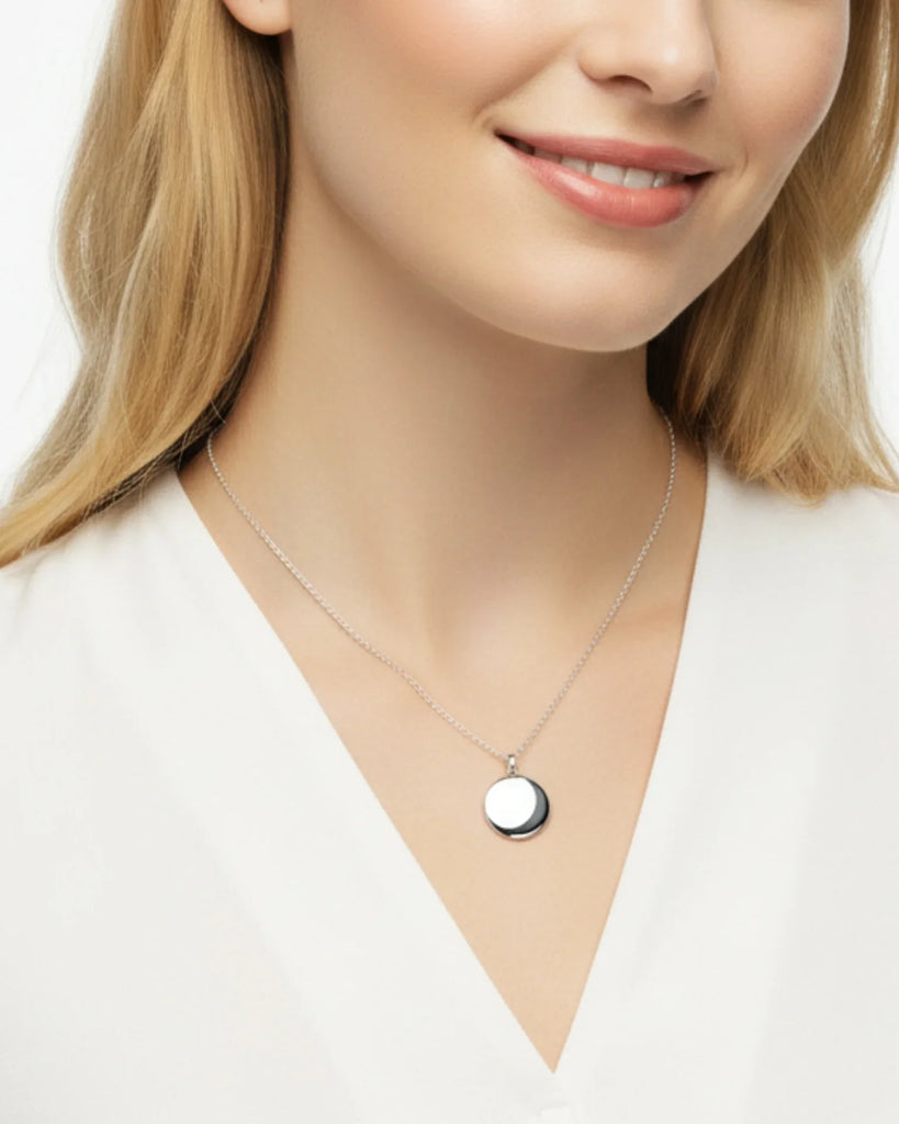 Personalized Sterling Silver Photo Locket Necklace with Custom Engraving