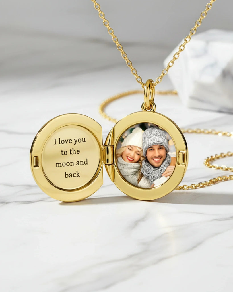 Personalized Sterling Silver Photo Locket Necklace with Custom Engraving