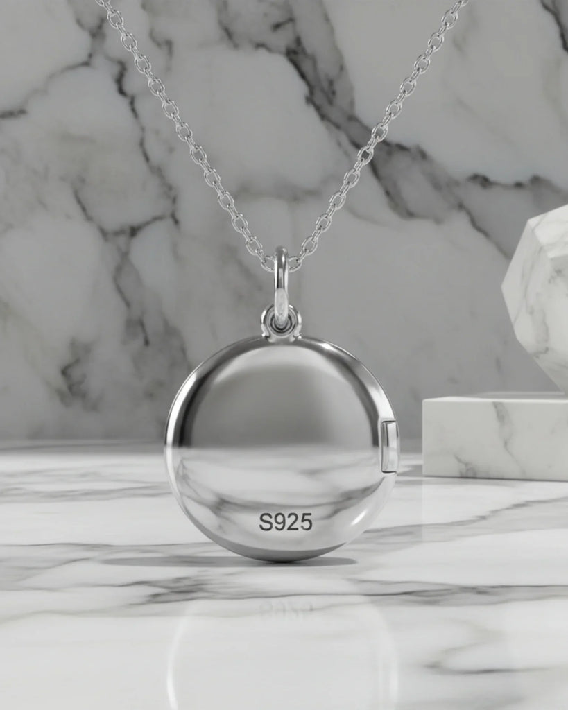 Personalized Sterling Silver Photo Locket Necklace with Custom Engraving