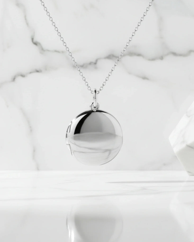 Personalized Sterling Silver Photo Locket Necklace with Custom Engraving