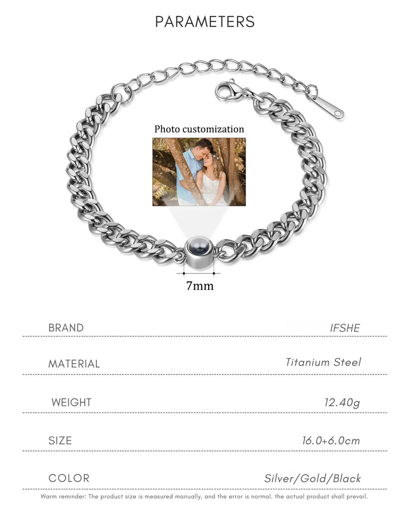 Personalized Titanium Steel Photo Projection Bracelet IfShe Jewelry