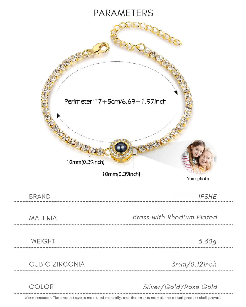 Photo Projection Tennis Bracelet for Women IfShe Jewelry