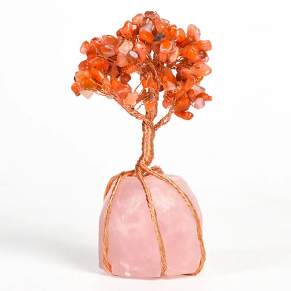 Clear Quartz Crystal Tree with Rose Quartz Base