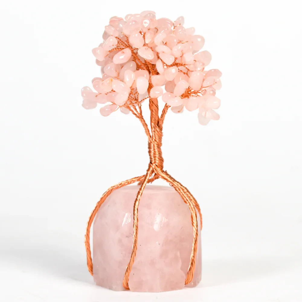 Clear Quartz Crystal Tree with Rose Quartz Base