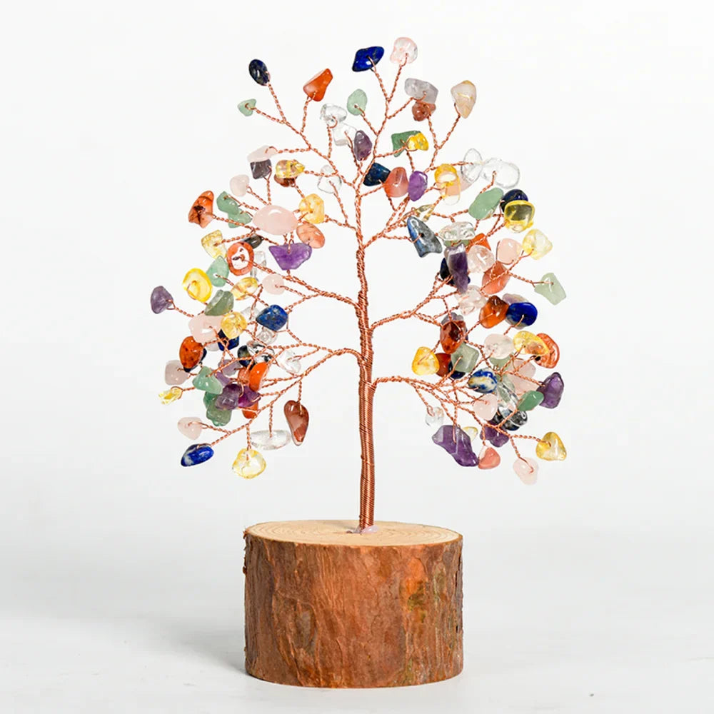 Green Aventurine Crystal Tree with Wooden Base