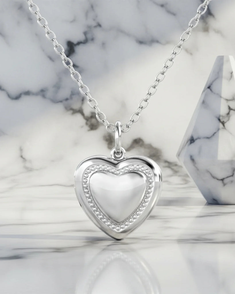 Sterling Silver Engravable Heart Photo Locket Necklace with Picture Inside IfShe Jewelry