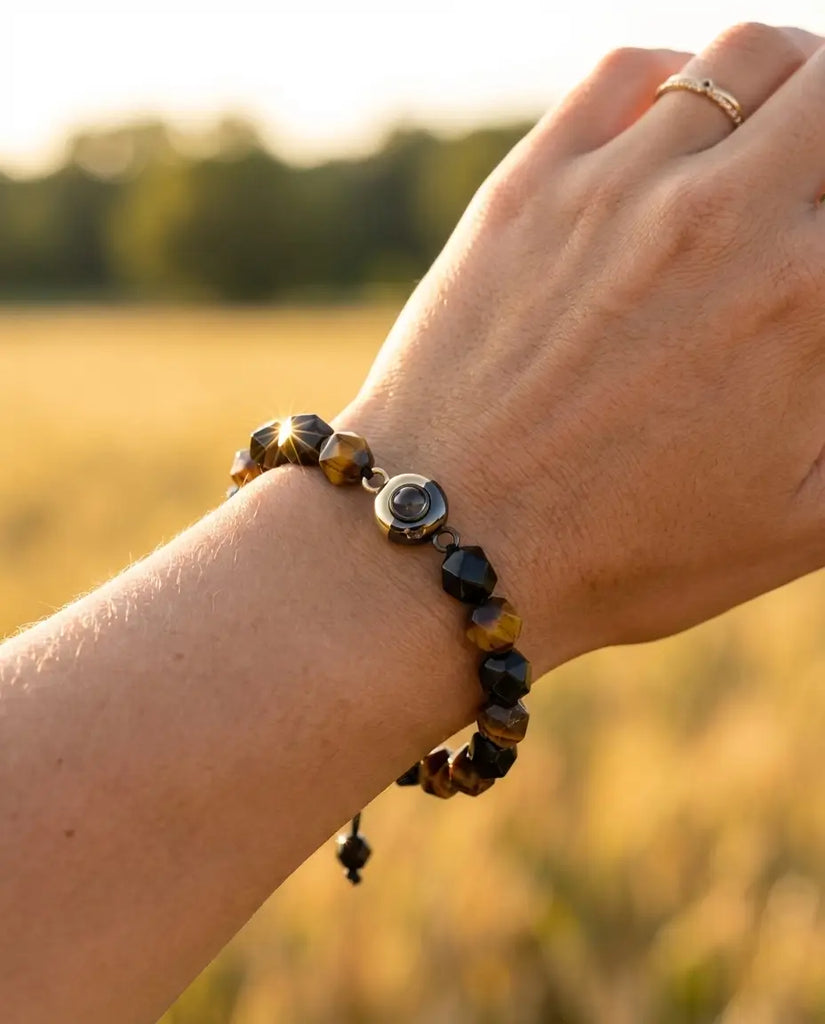 Tiger's Eye Photo Projection Bracelet - Custom Picture Inside Bead IfShe Jewelry