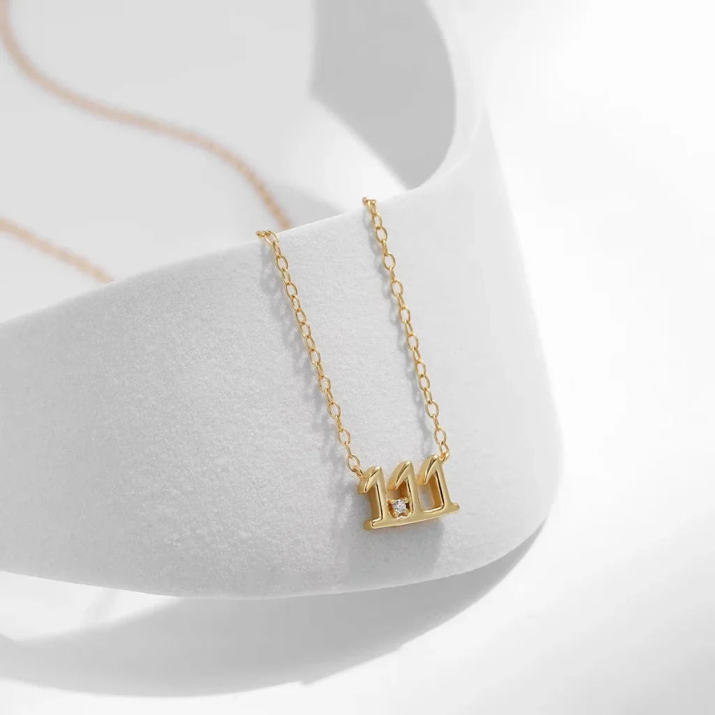 Angel Number Necklace | Gold & 925 Sterling Silver with Zircon