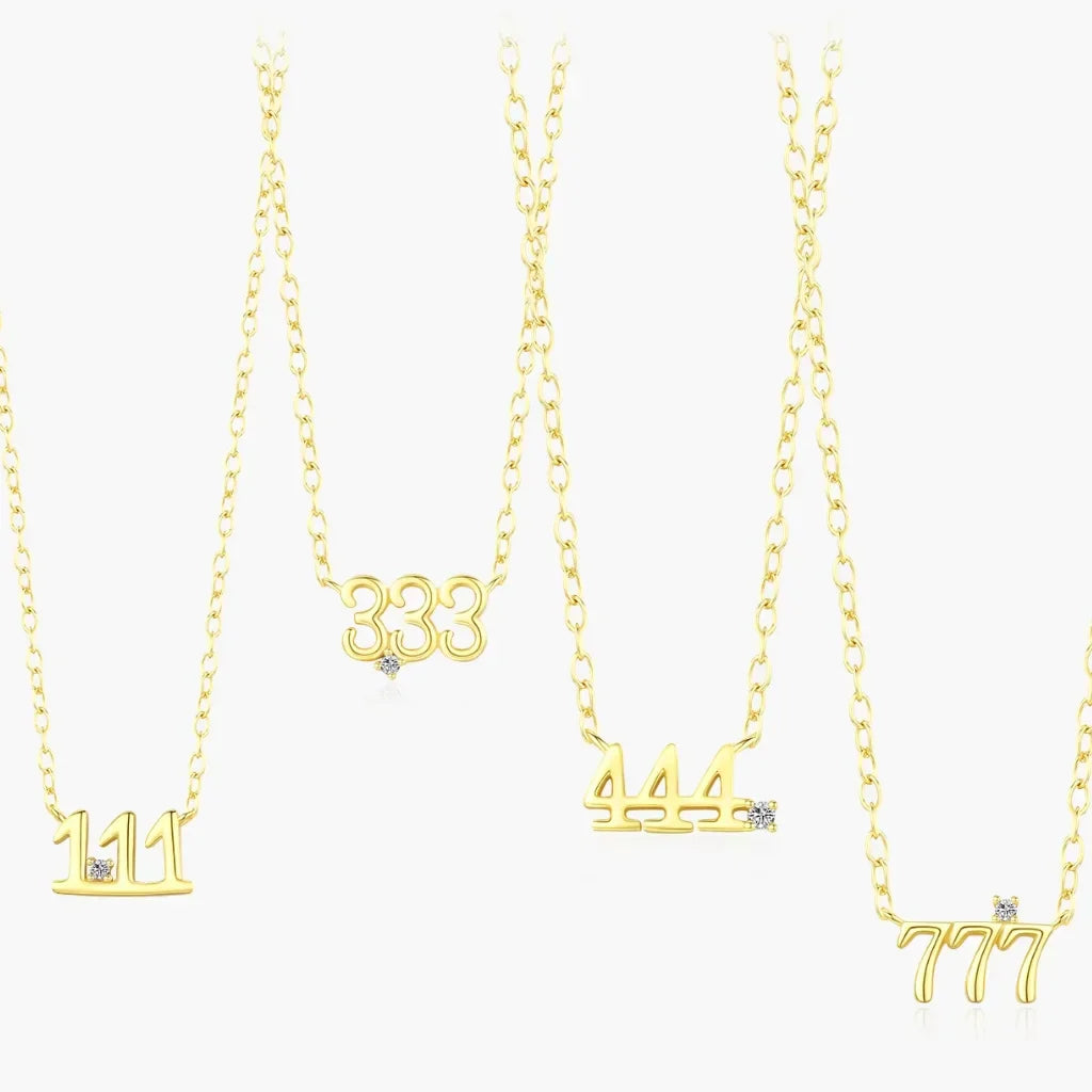 Angel Number Necklace | Gold & 925 Sterling Silver with Zircon