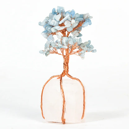 Aquamarine Crystal Tree with Clear Quartz Base