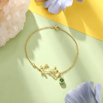 Birth Flower Birthstone Bracelet