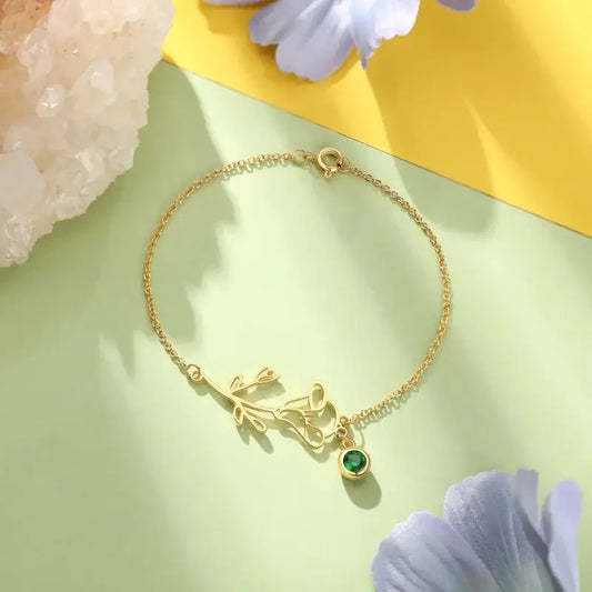 Birth Flower Birthstone Bracelet